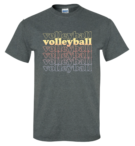 Volleyball Repeat Fade SS Tee - Dk Hth Grey