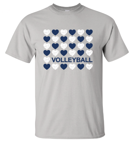 Volleyball Heart SS Tee - Silver